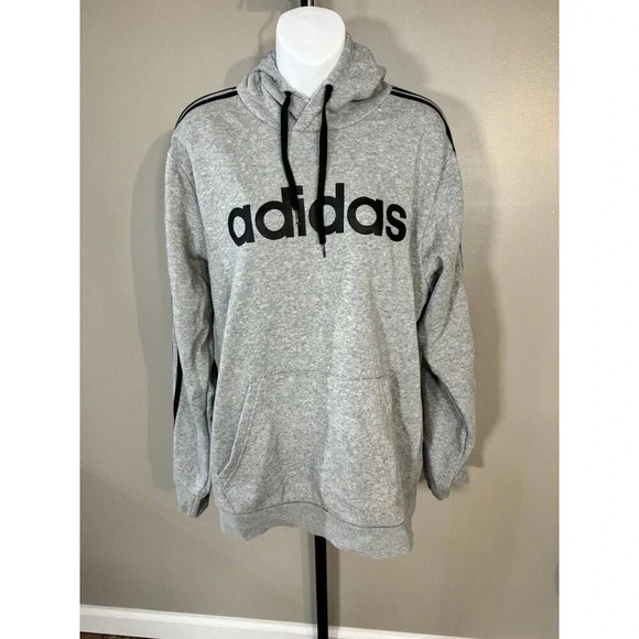 Adidas hoodie Size L GRAY AND BLACK LOGO NWOT - Picture 1 of 5